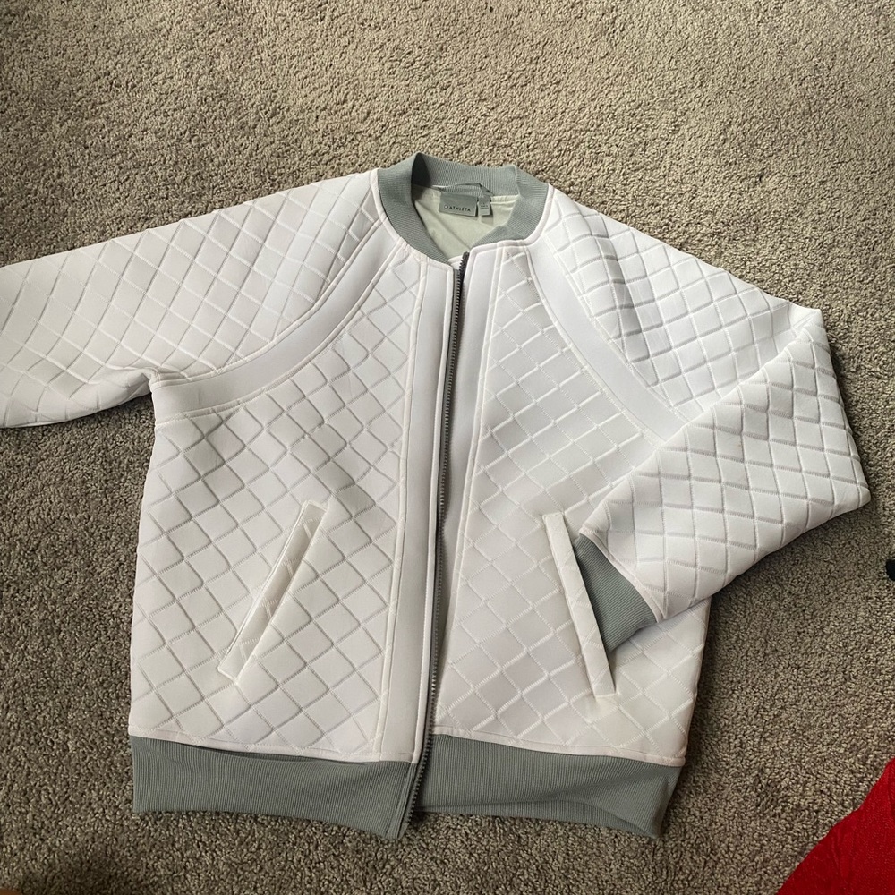 ATHLETA quilted white zip up